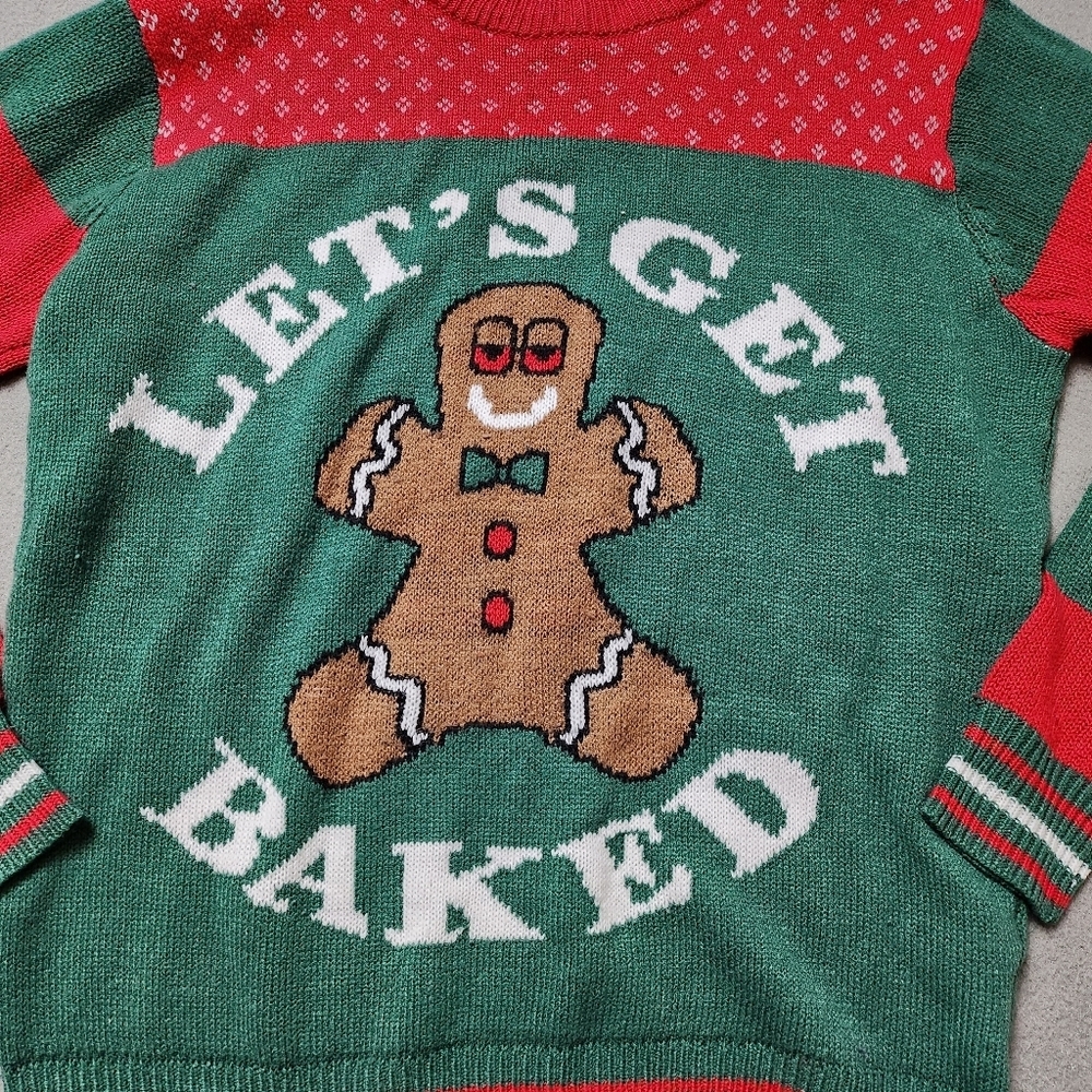 Let’s Get Baked Christmas Sweater Ugly Xmas Sweater Sz Large Gag Humorous Funny - Picture 5 of 7